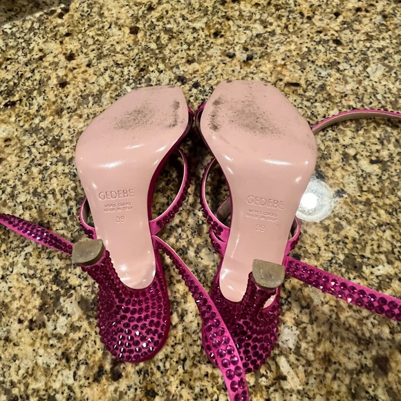 Gedebe x Bronx & Banco Hot Pink Rhinestone Wrap Lace Up Sandals 39 US 8 Formal - Picture 8 of 10